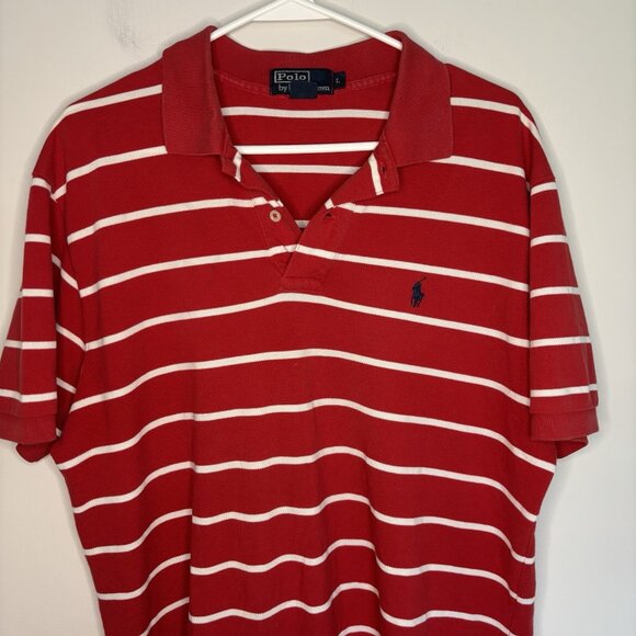 Ralph Lauren Other - POLO by RALPH LAUREN Polo Mens L Red White Stripe Collared Cotton